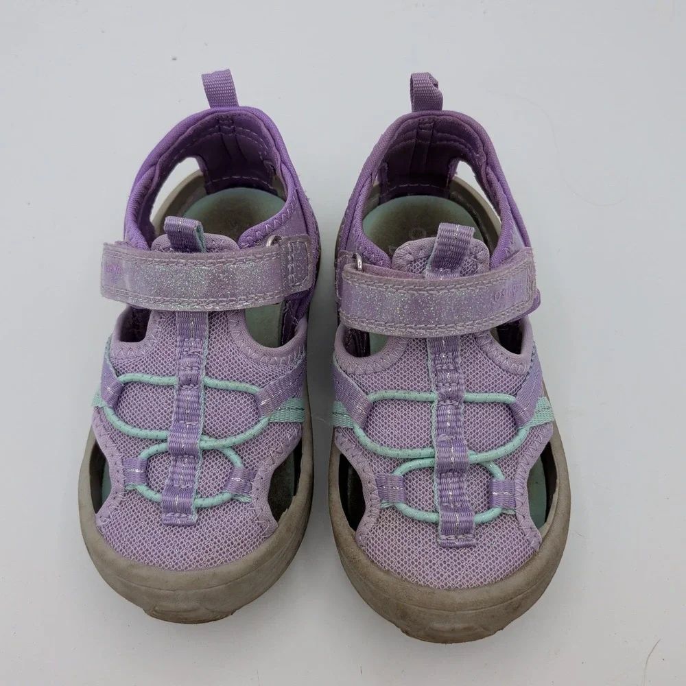 OshKosh Abe Purple Glitter Washable Water Sandals Kids Girls Size 9 ABE/OS24G18H